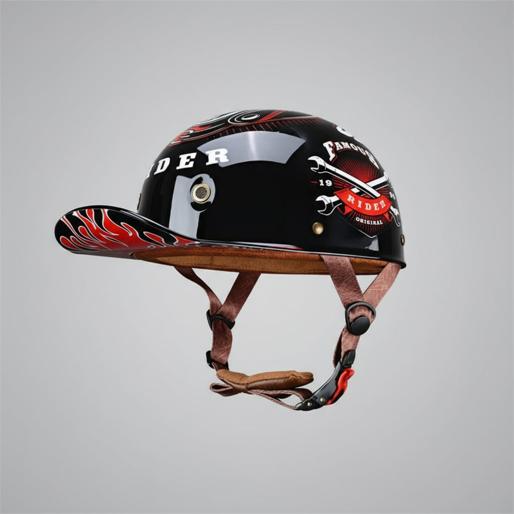 Half Face Motorcycle Helmet With Baseball Cap Look – Rosalyssa