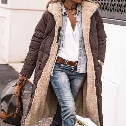 NORA – Veste Longue à Capuche Réversible