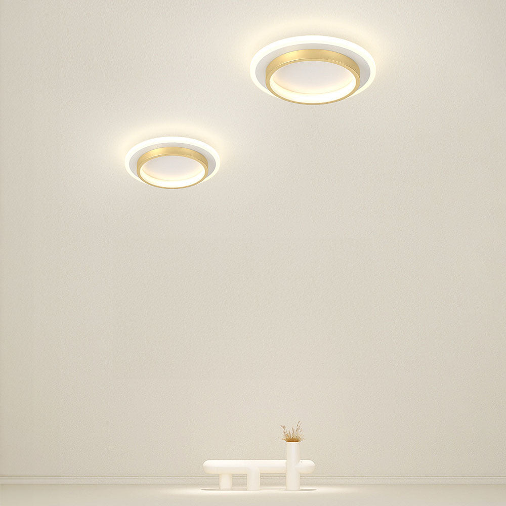 Luz de techo LED redonda con anillo halo, montaje empotrado de metal y acrílico