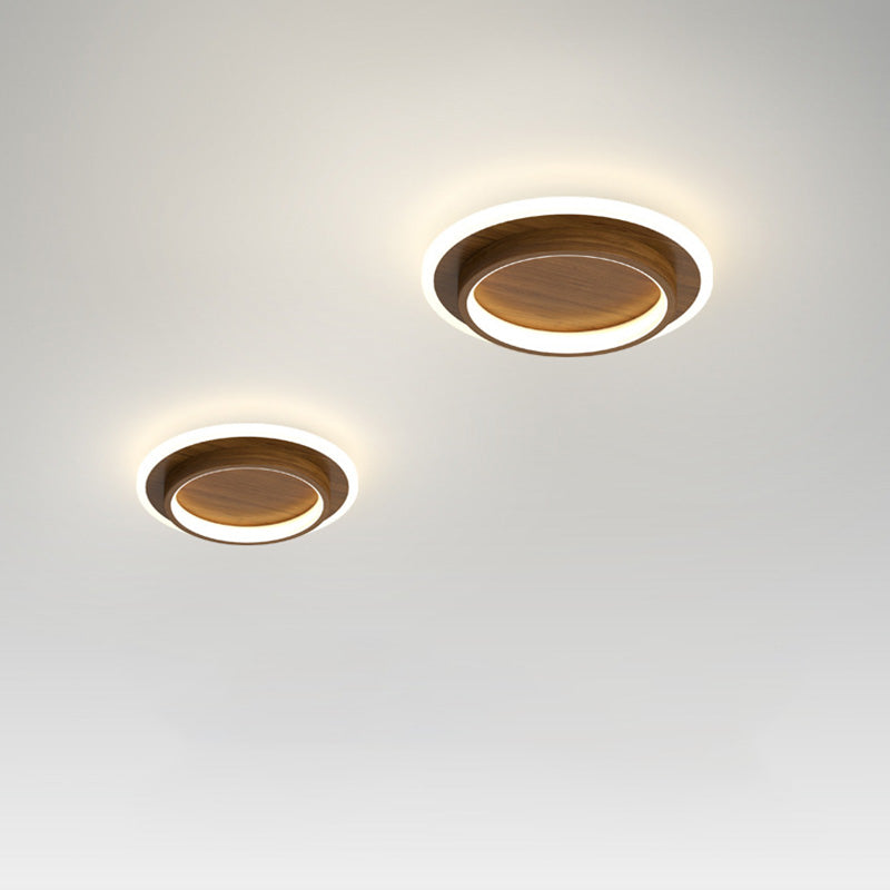 Luz de techo LED redonda con anillo halo, montaje empotrado de metal y acrílico