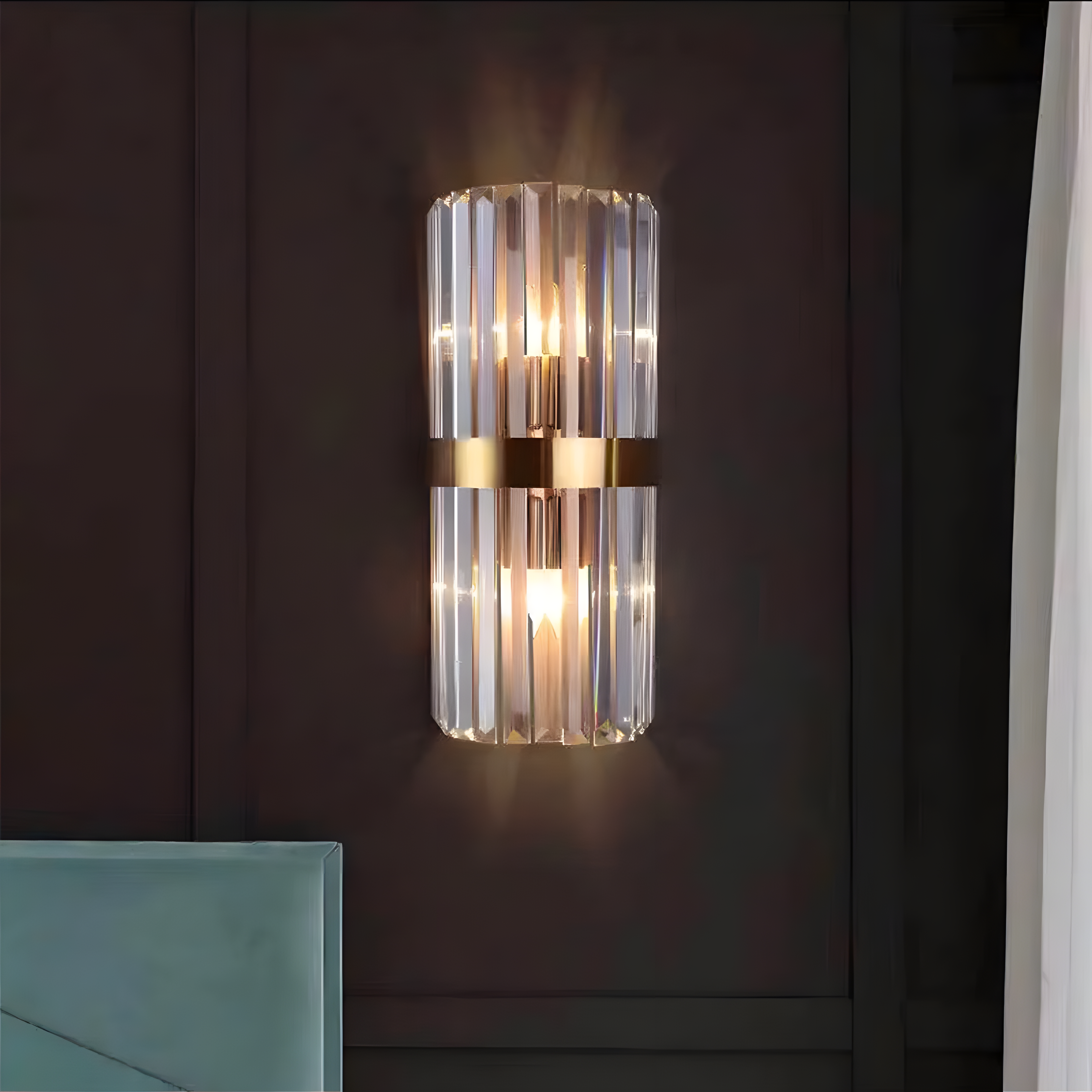 Stainless Steel Crystal Wall Sconce for Living Rooms and Halls