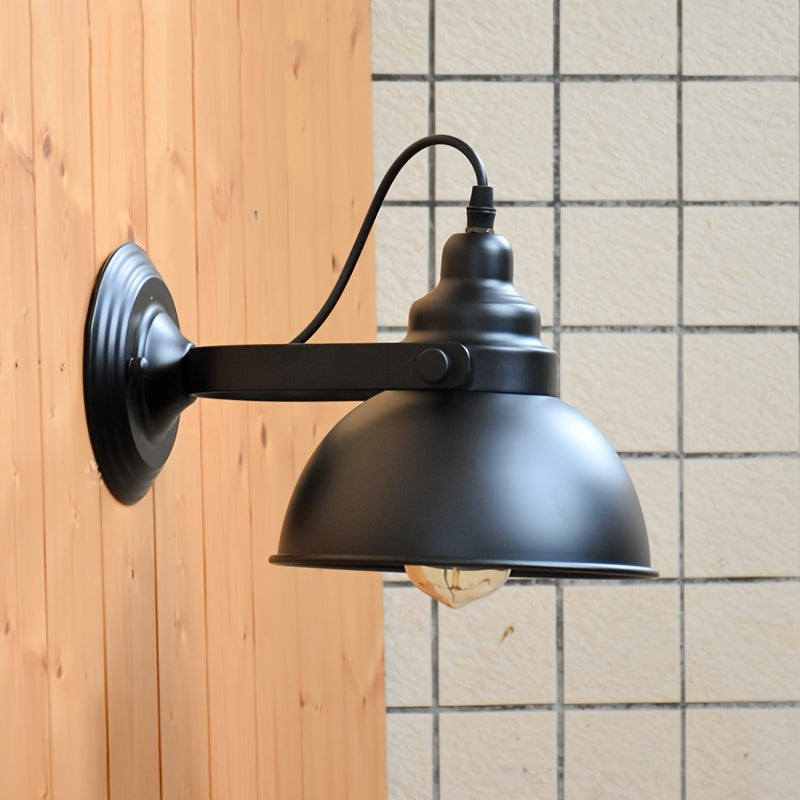 Lâmpada de Parede Retro Industrial com Braço Ajustável e Acabamento Preto Mate
