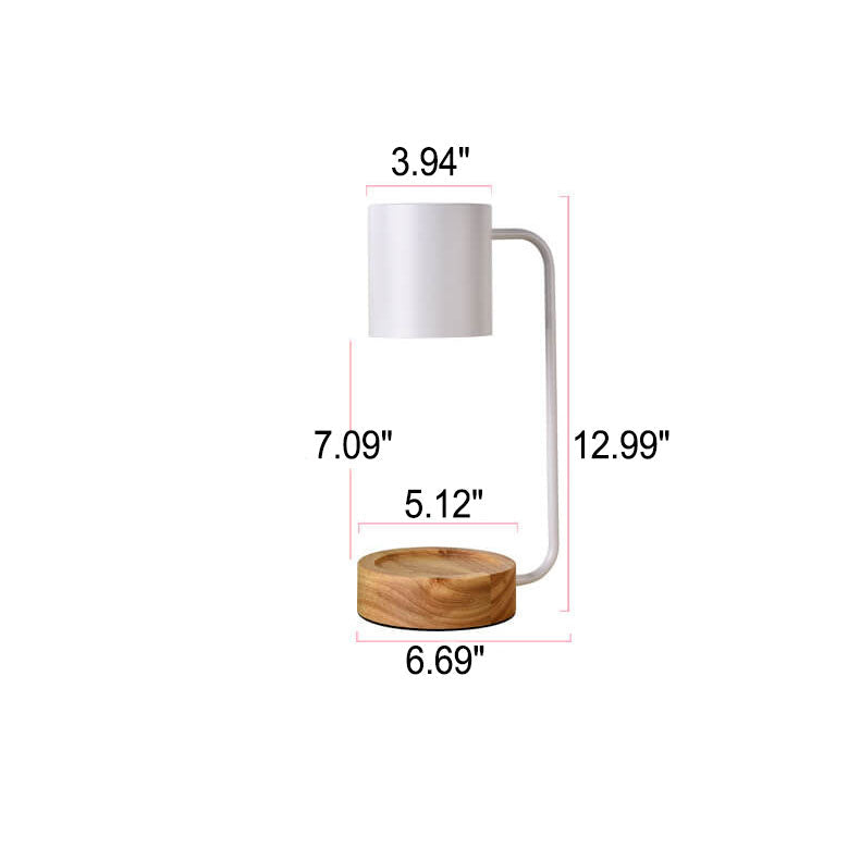Japanese Minimalist Wax Melter Lamp With Wooden Base And Dimmable Light