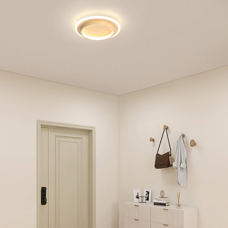 Luz de techo LED redonda con anillo halo, montaje empotrado de metal y acrílico