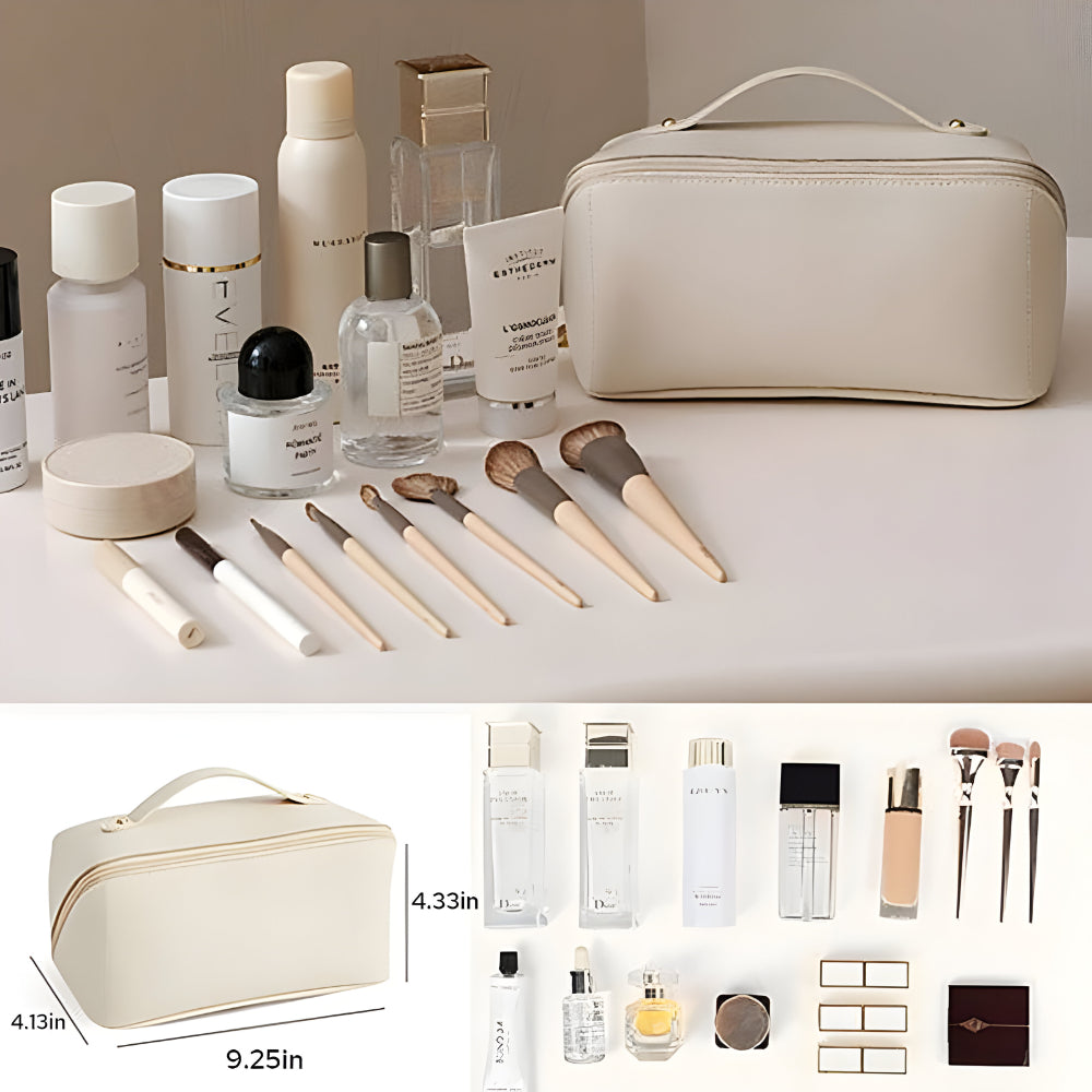 Geantă de machiaj de călătorie cu carcasă din PU și trusă cosmetică capacitate mare