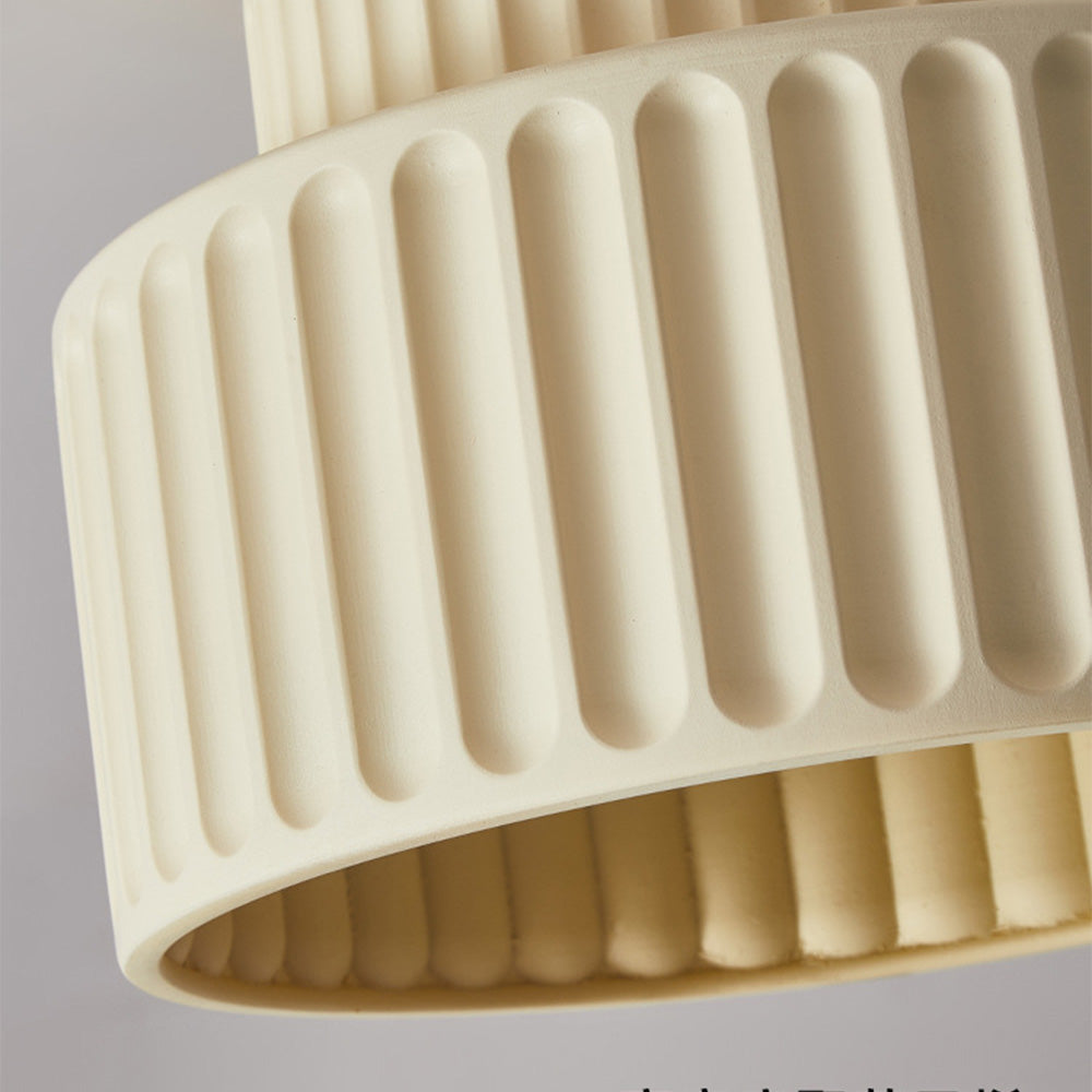 Lampada da soffitto in resina rigata E27 bianca design compatto retrò per soggiorno