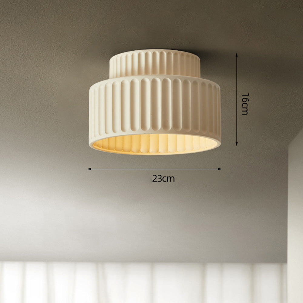 Lampada da soffitto in resina rigata E27 bianca design compatto retrò per soggiorno