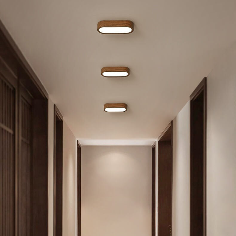 Plafonnier LED encastré à grain de bois naturel avec 8W intégré