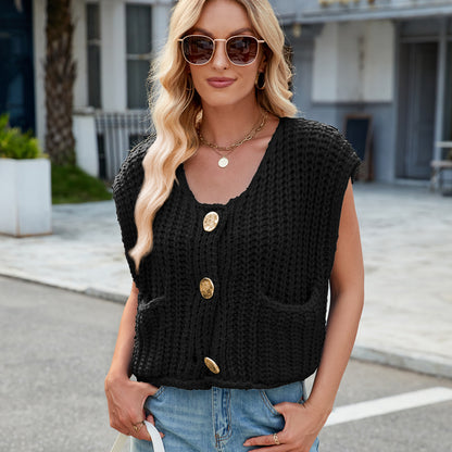 Chunky Knit Button Vest