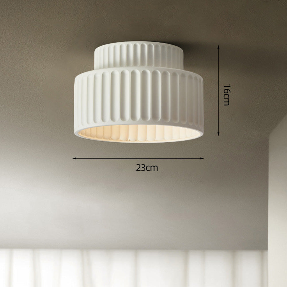 Lampada da soffitto in resina rigata E27 bianca design compatto retrò per soggiorno