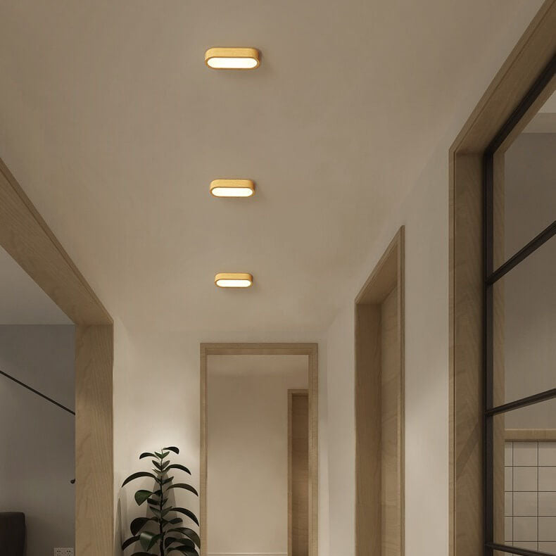 Plafonnier LED encastré à grain de bois naturel avec 8W intégré