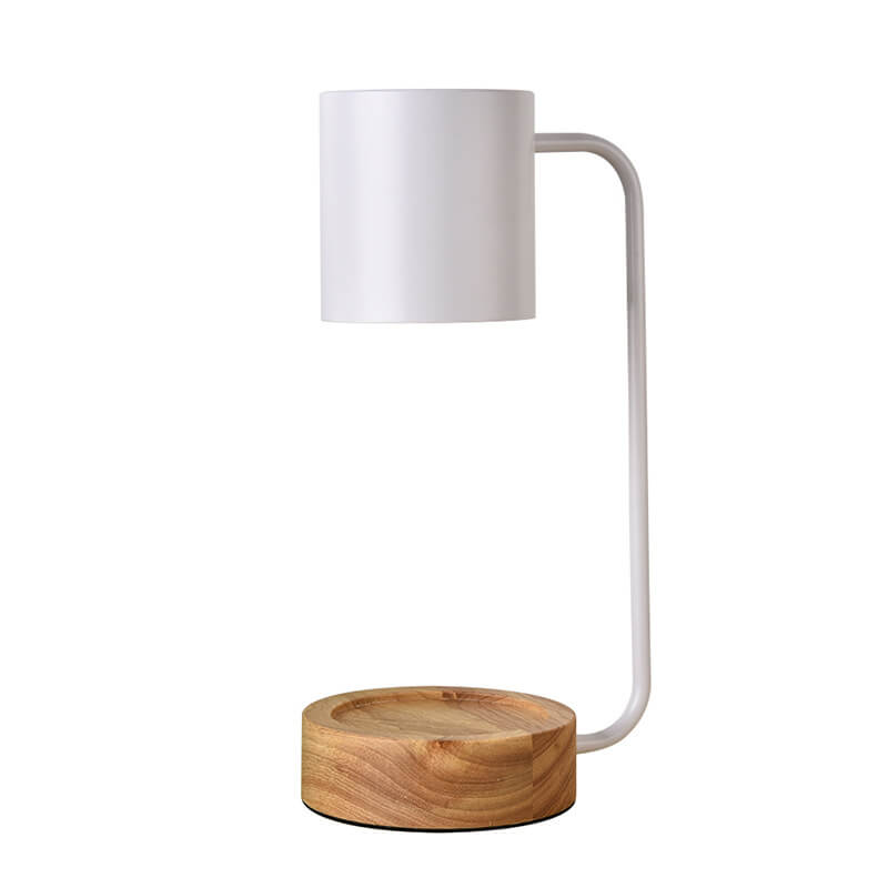 Japanese Minimalist Wax Melter Lamp With Wooden Base And Dimmable Light