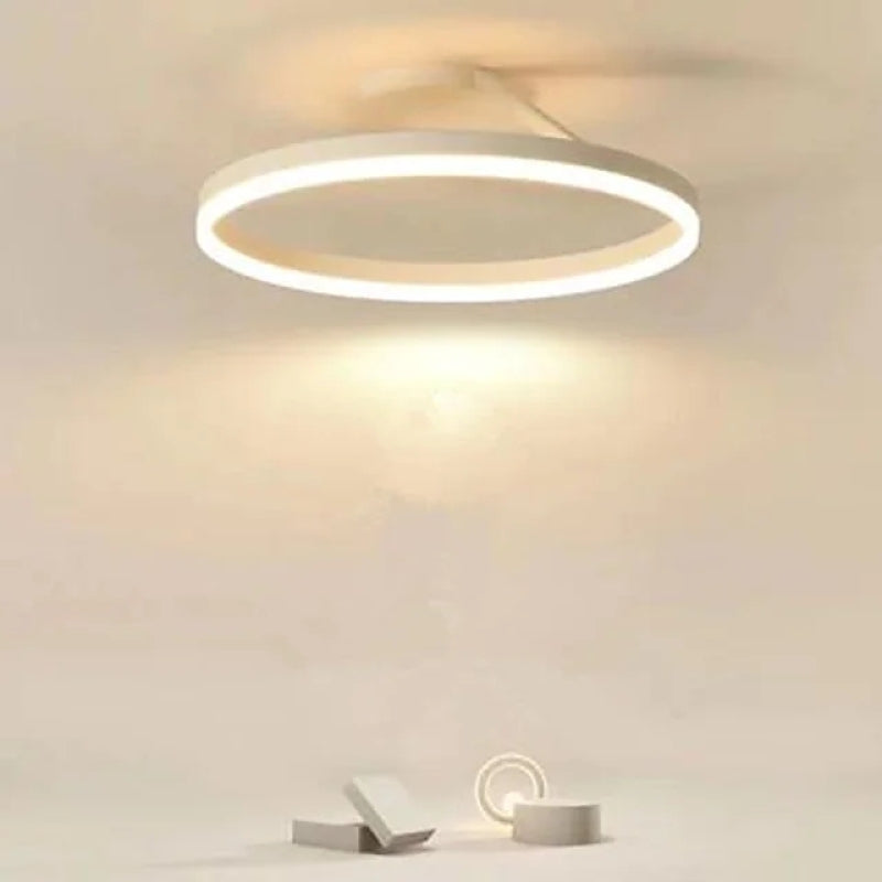 Plafonnier LED dimmable en anneau Métal et acrylique 50 cm Noir Blanc