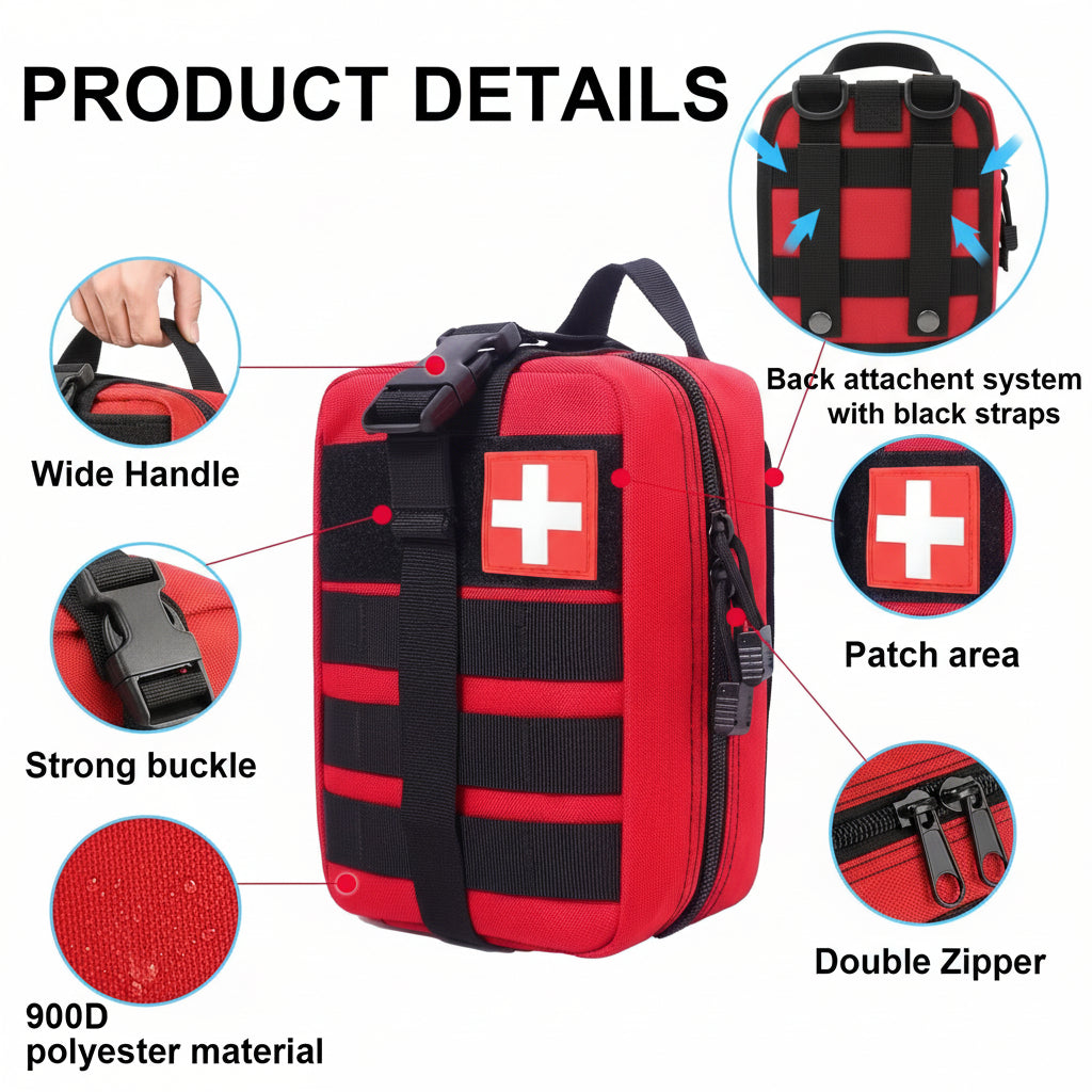 Kit compatto di sopravvivenza da esterno con attrezzatura essenziale per avventure