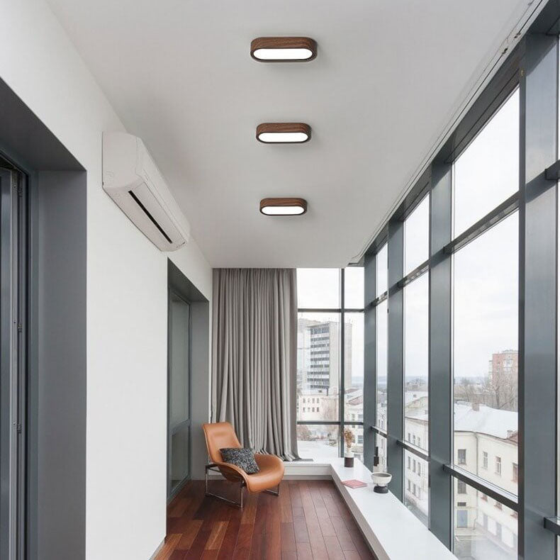 Plafonnier LED encastré à grain de bois naturel avec 8W intégré