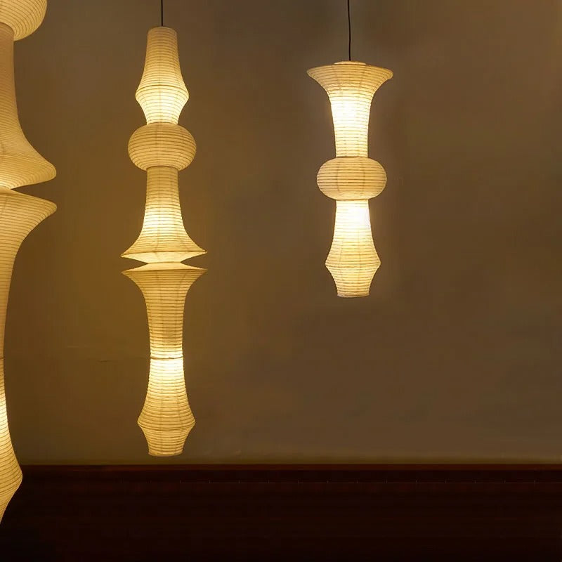 Luma-valaisimet, joissa on veistoksellinen muoto ja japanilainen geometrinen minimalismi
