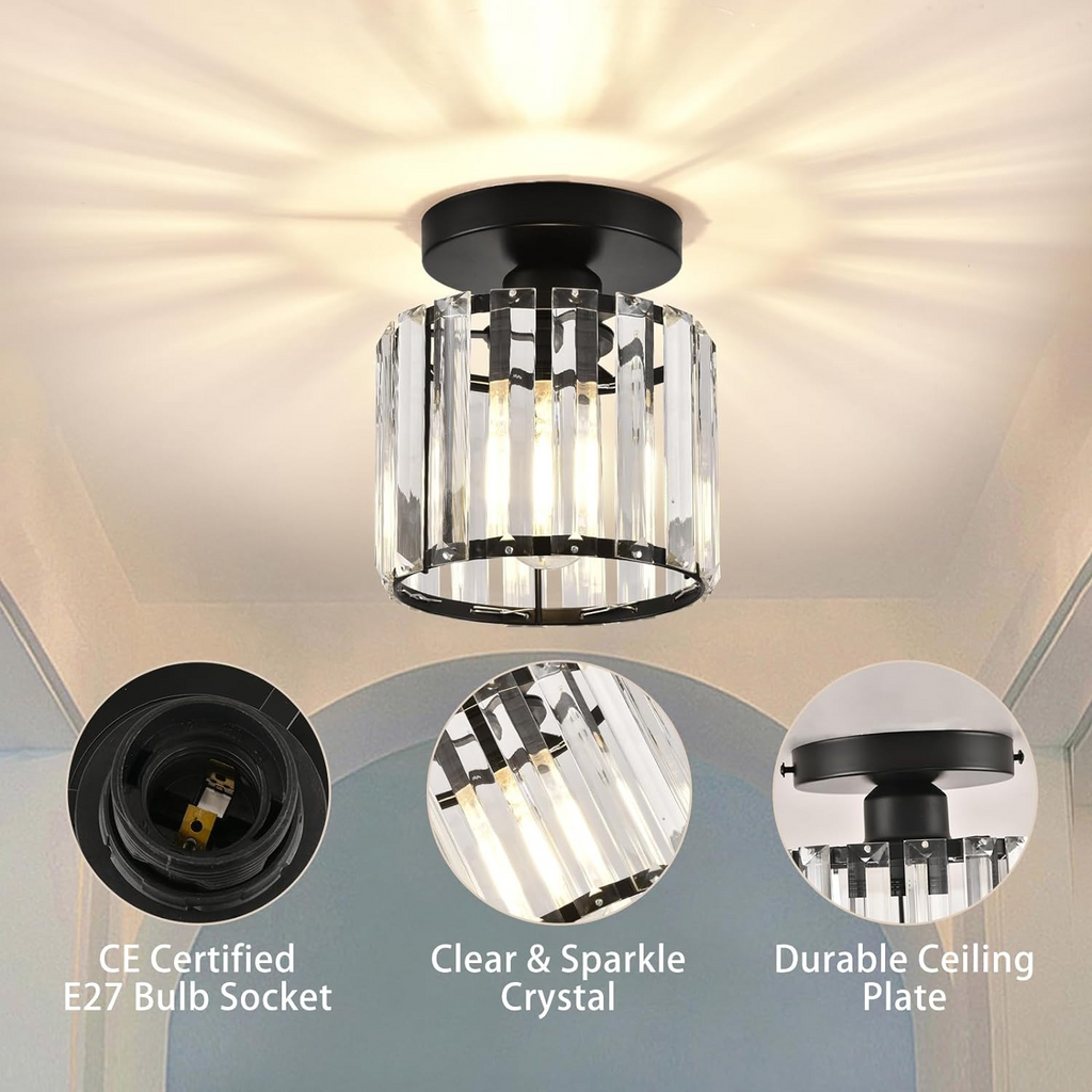 Crystal Ceiling Light E27, Surface Mounted, Modern Hall and Living Room