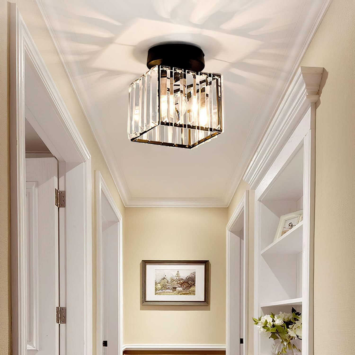 Crystal Ceiling Light E27, Surface Mounted, Modern Hall and Living Room