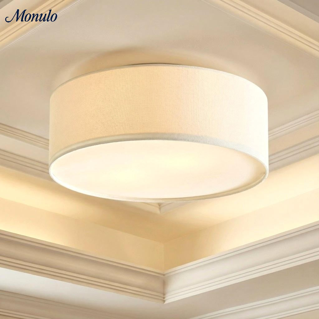 Linen Shade Drum Ceiling Light, Diameter 30/45 Cm, Scandinavian Modern Living Room Lamp