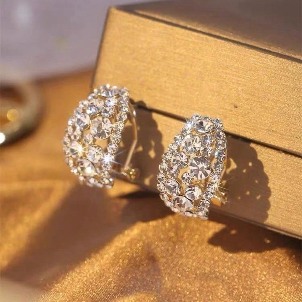Hoop Earrings In Sterling Silver With Diamond Look For Mothers Day