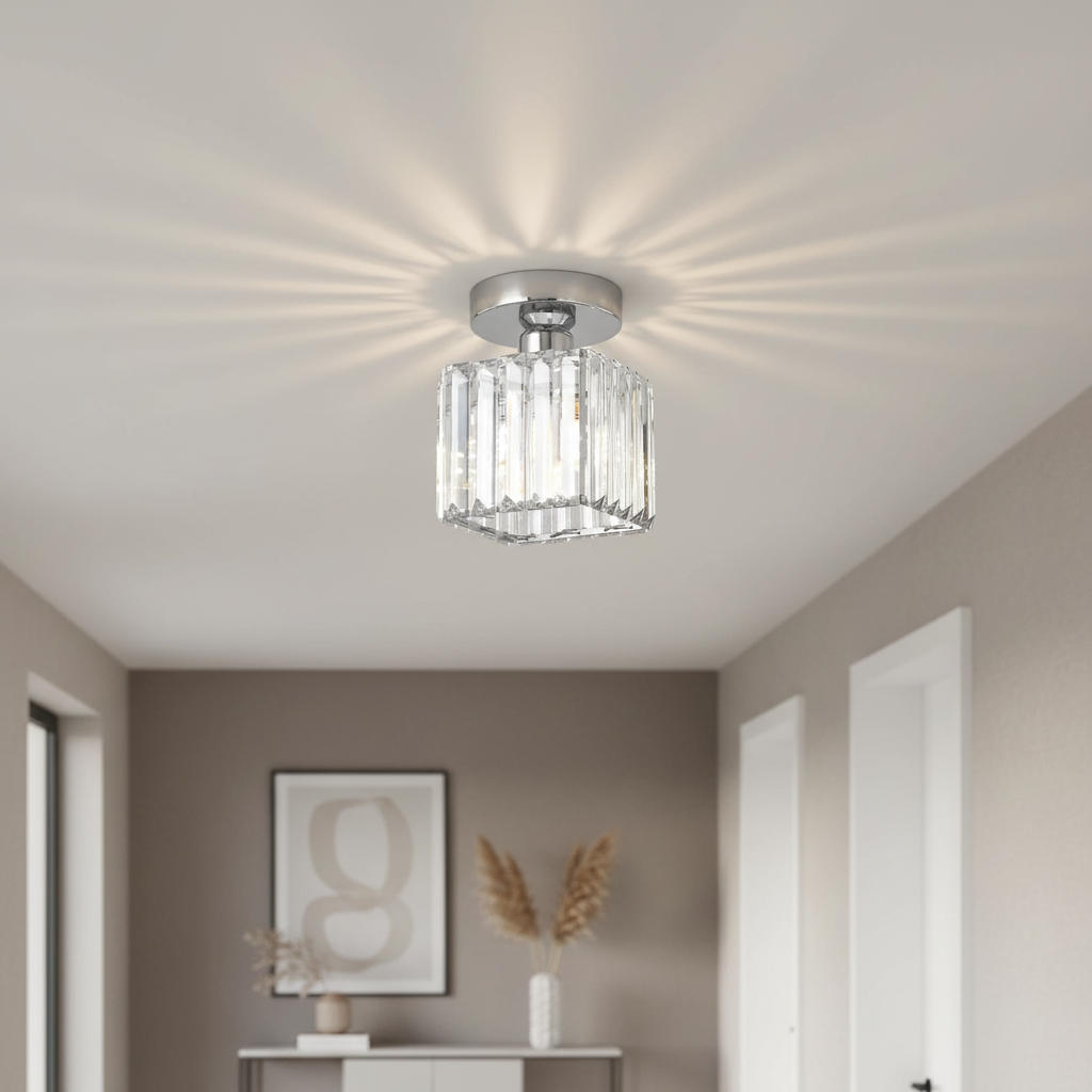 Crystal Ceiling Light E27, Surface Mounted, Modern Hall and Living Room