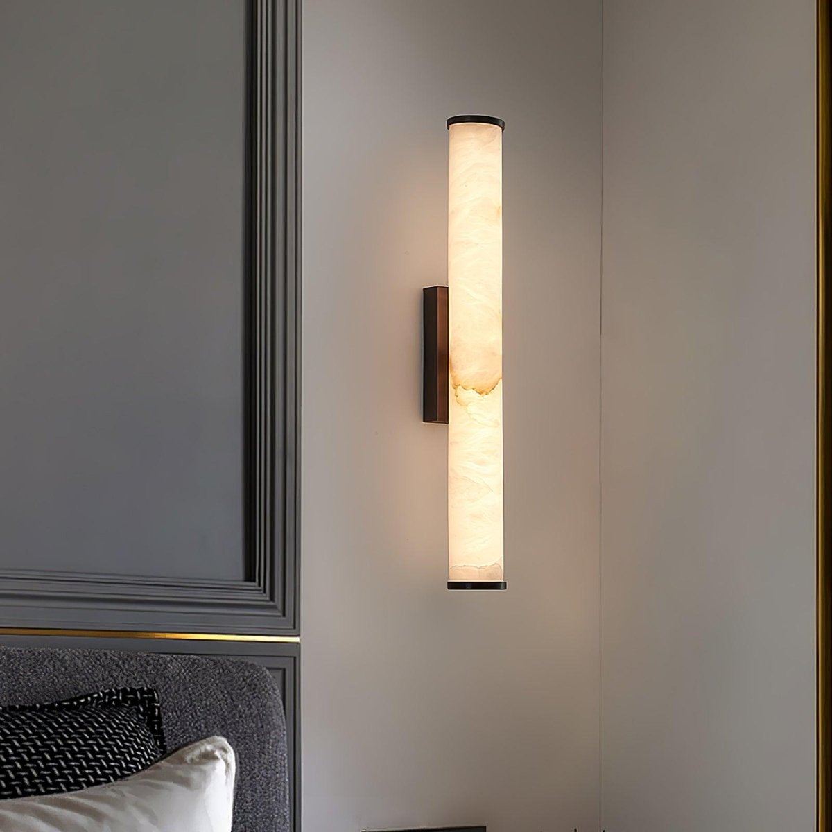 Applique da parete LED con design a tubo in alabastro, 1 luce | Rosalyssa