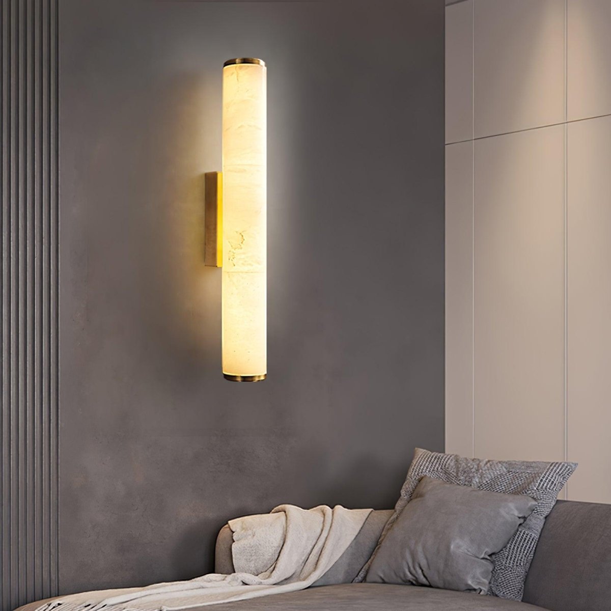Applique da parete LED con design a tubo in alabastro, 1 luce | Rosalyssa