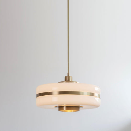 Nordická závěsná lampa ze skla a kovu od Nyra s teplým LED světlem | Snurv