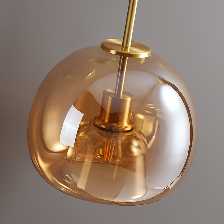 Retro ravfarvet glas loftslampe med skærm i bobleglas