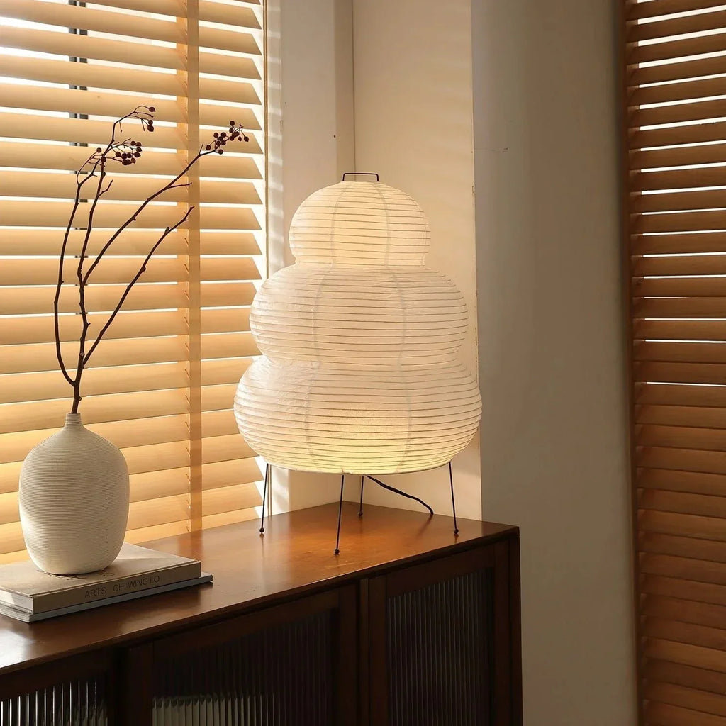 Rice Paper Floor Lamp With Layered Paper Shade | Rosalyssa