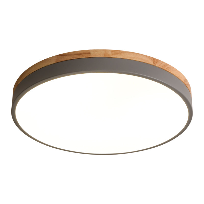 Lámpara de techo redonda de madera con LED y acrílico, regulable con luz cálida, estilo escandinavo