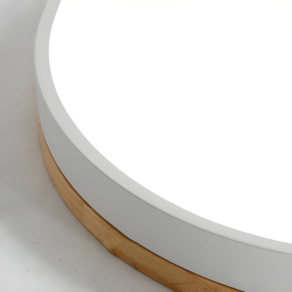 Lámpara de techo redonda de madera con LED y acrílico, regulable con luz cálida, estilo escandinavo