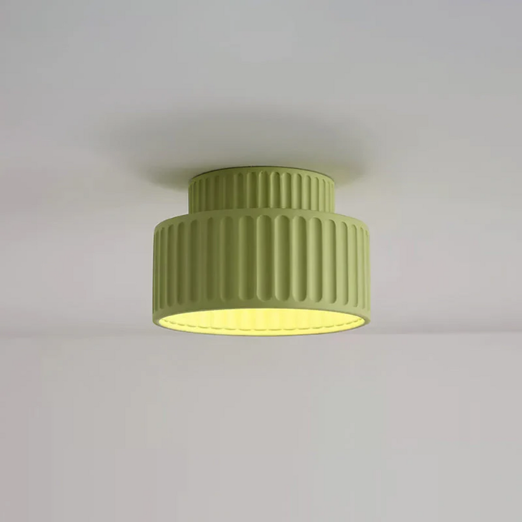 Vesper Ribbed Vintage Semi Flush Ceiling Light For Low Ceilings