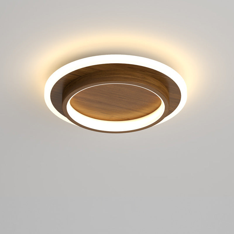 Luz de techo LED redonda con anillo halo, montaje empotrado de metal y acrílico