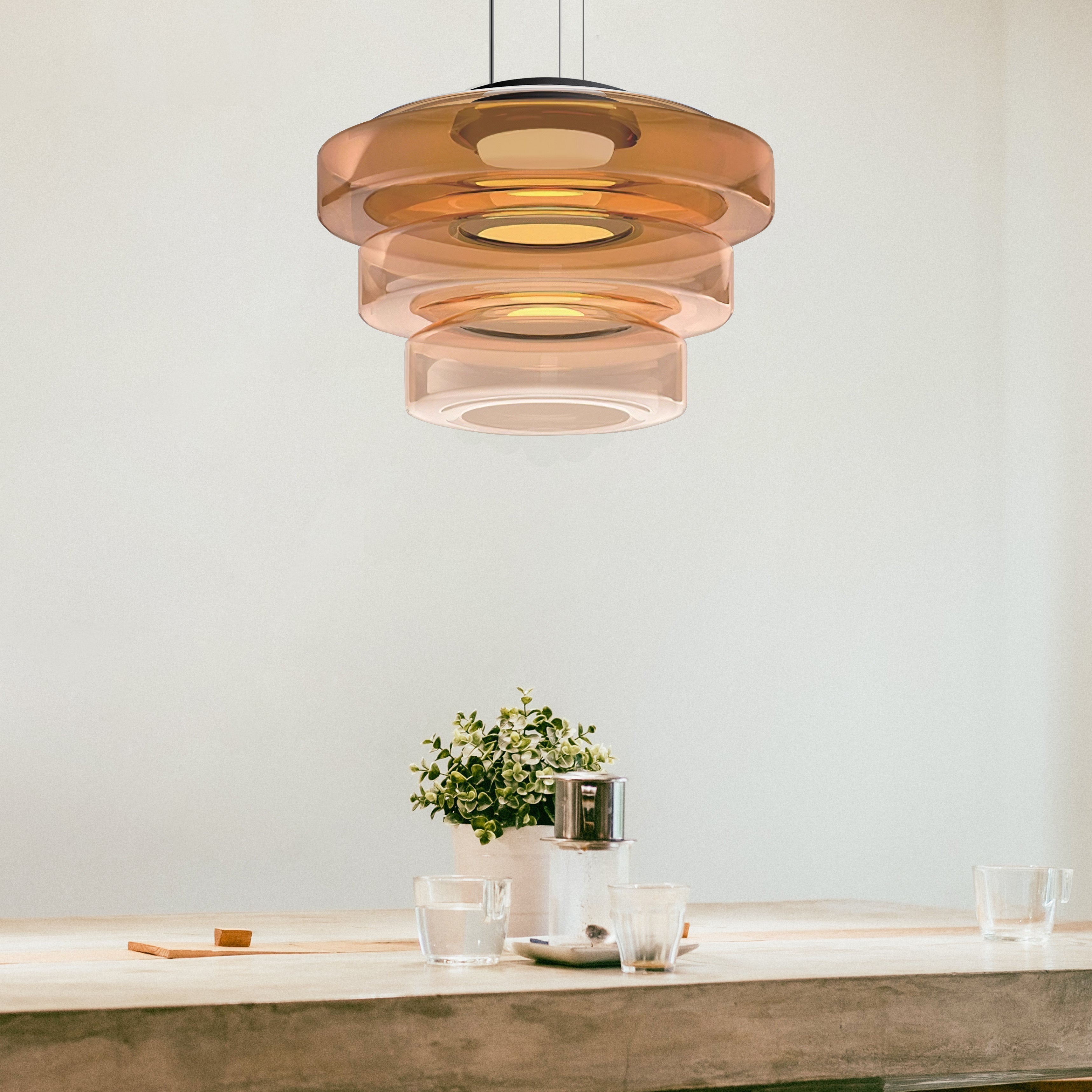 Bauhaus glazen hanglamp voor keuken en eetgedeeltes