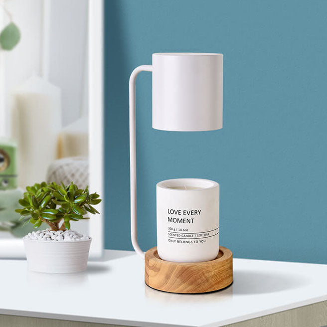 Japonská minimalistická stolní lampa s dřevěnou a kovovou konstrukcí