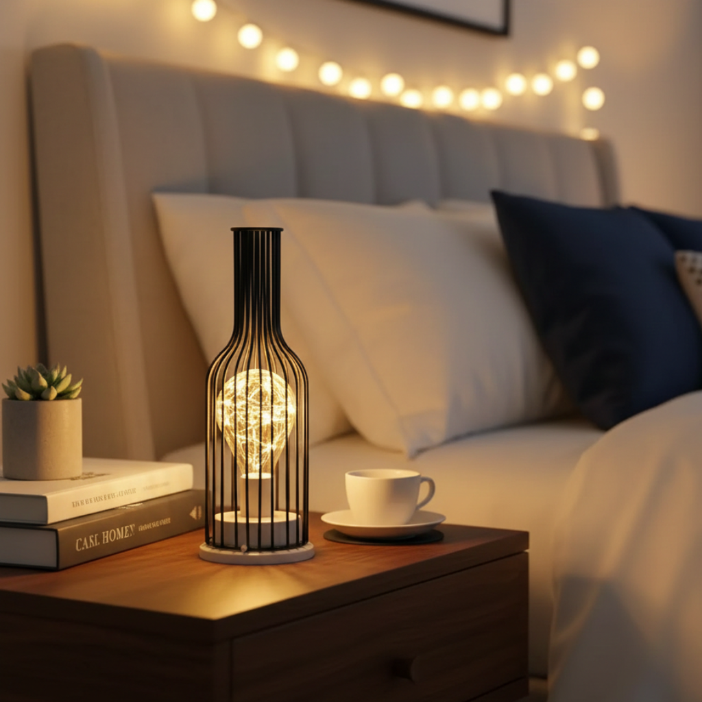 Industrial Cage Table Lamp For Indoor Living Rooms | Rosalyssa