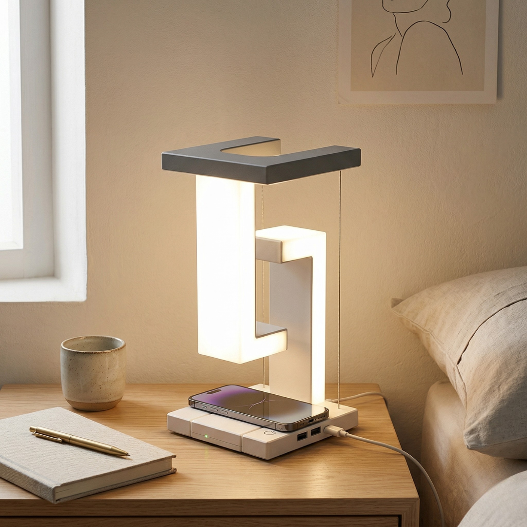 Flytbar skrivebordslampe med indbygget trådløs opladning | Rosalyssa