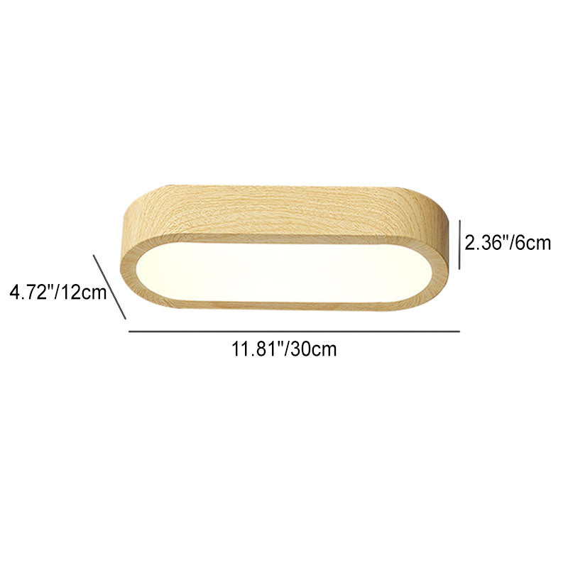 Plafonnier LED encastré à grain de bois naturel avec 8W intégré