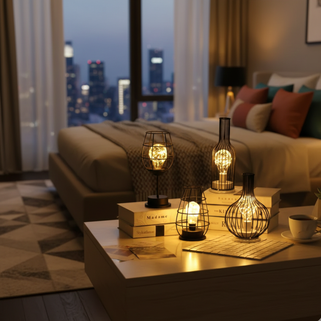 Industrial Cage Table Lamp For Indoor Living Rooms | Rosalyssa