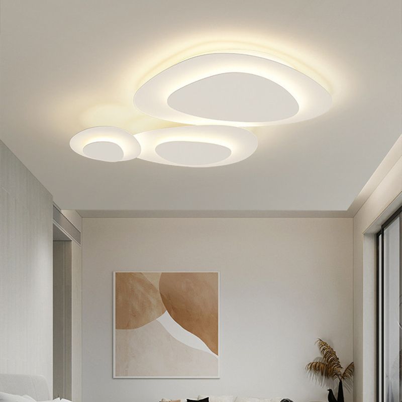 Třídílné organické LED stropní světlo v bílém kovu, stmívatelné, ideální do obývacího pokoje