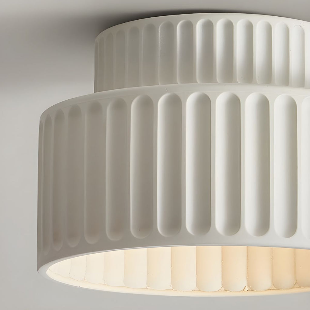 Lampada da soffitto in resina rigata E27 bianca design compatto retrò per soggiorno