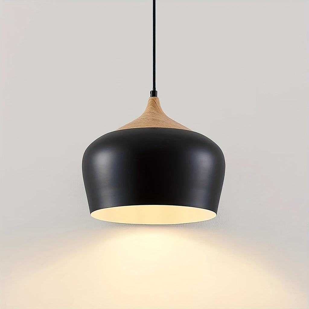 Moderne skandinavisk taklampe med jern- og trestrukturdesign