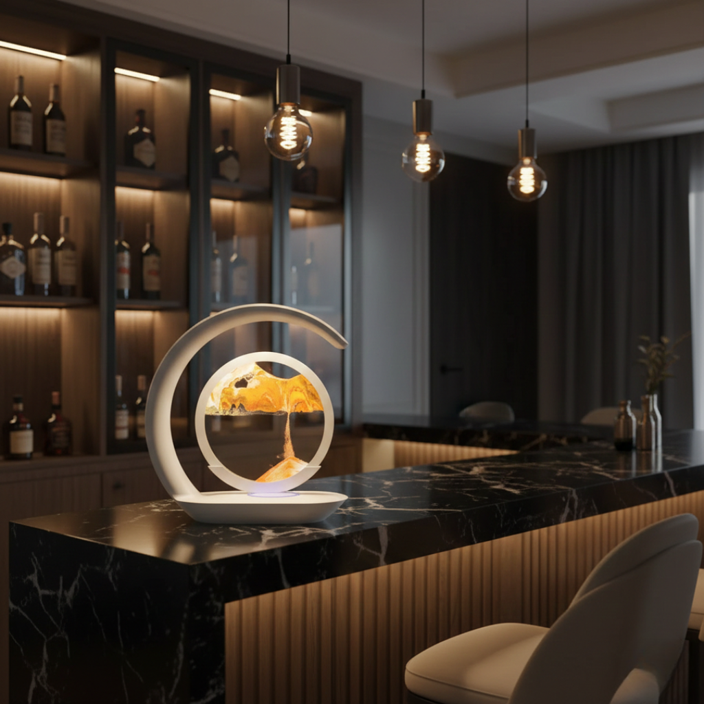 LED-timeglasbordlampe med trådløs opladning | Rosalyssa