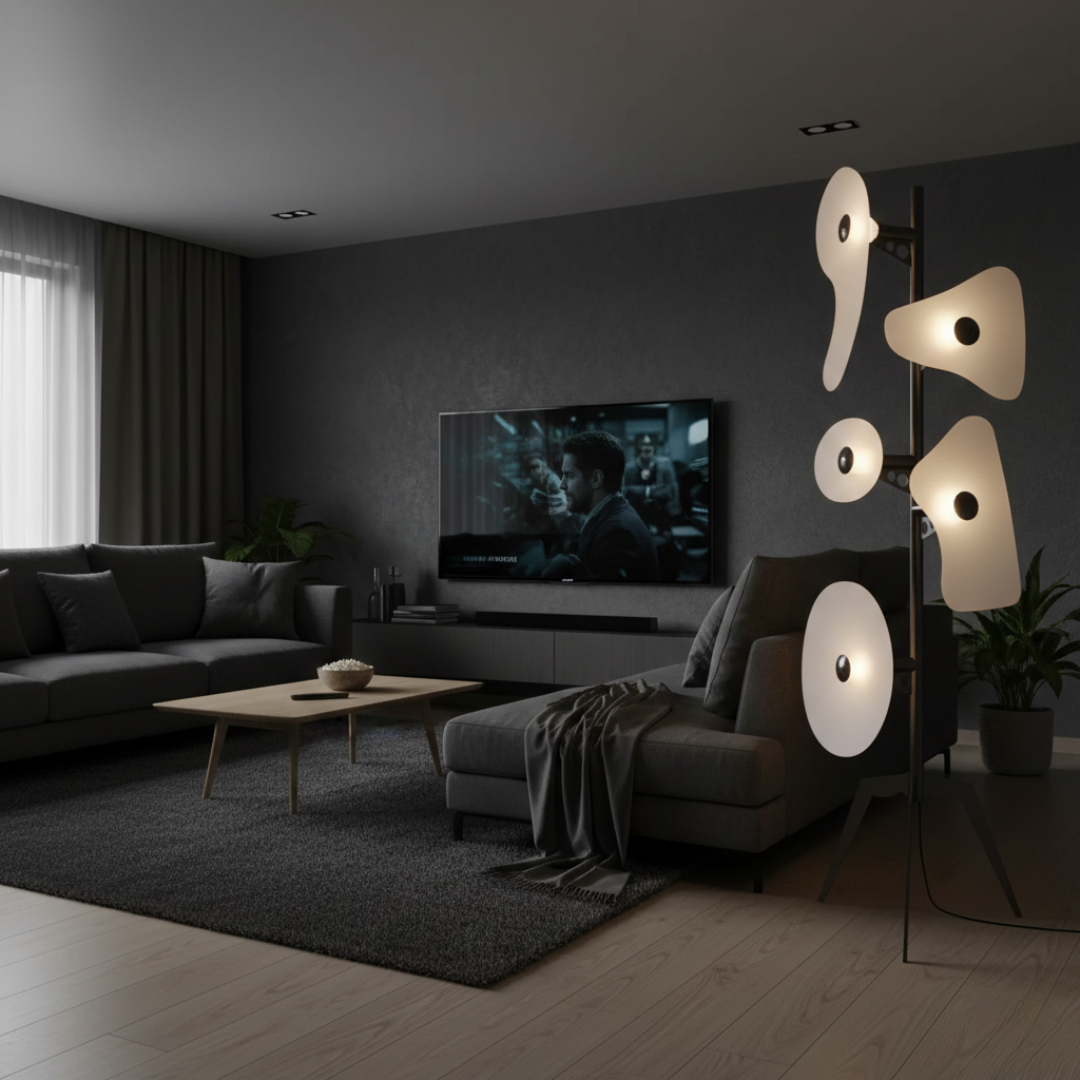 Barevně měnící LED stojací lampa pro moderní obytné prostory | Rosalyssa