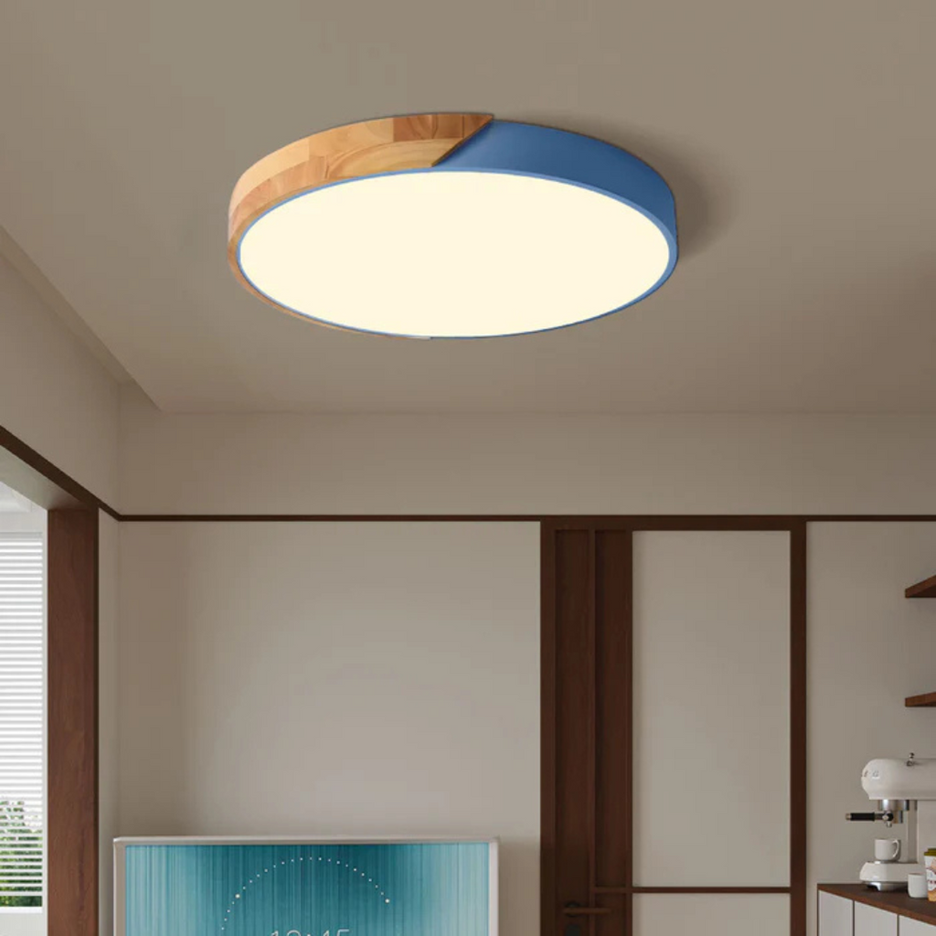 Wood Ceiling Light With Scandinavian Style And Warm LED Glow