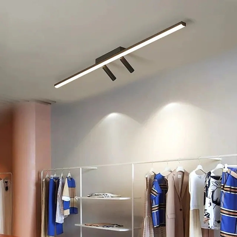 Black Linear LED Ceiling Light With Adjustable Spotlights 80–100cm