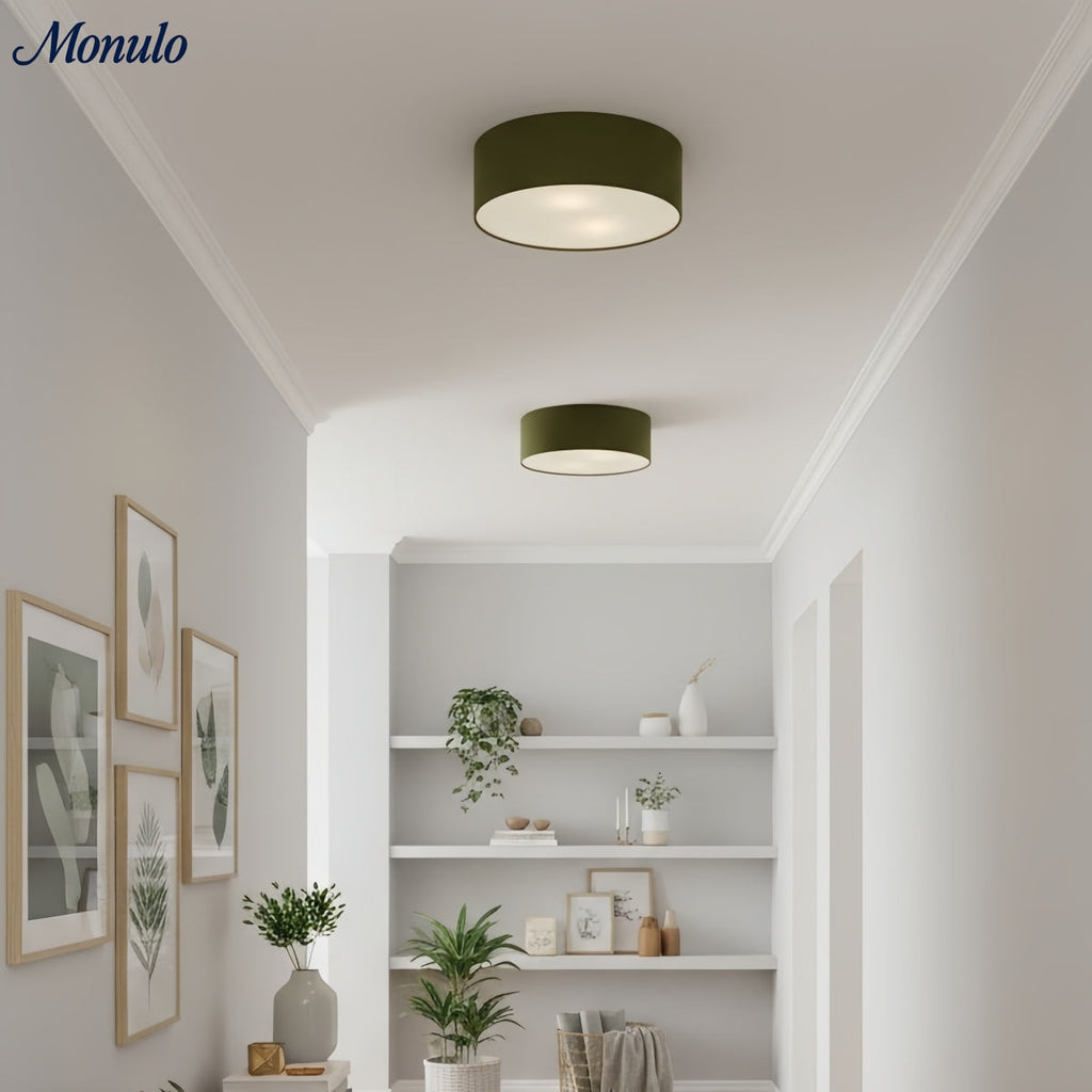 Linen Shade Drum Ceiling Light, Diameter 30/45 Cm, Scandinavian Modern Living Room Lamp