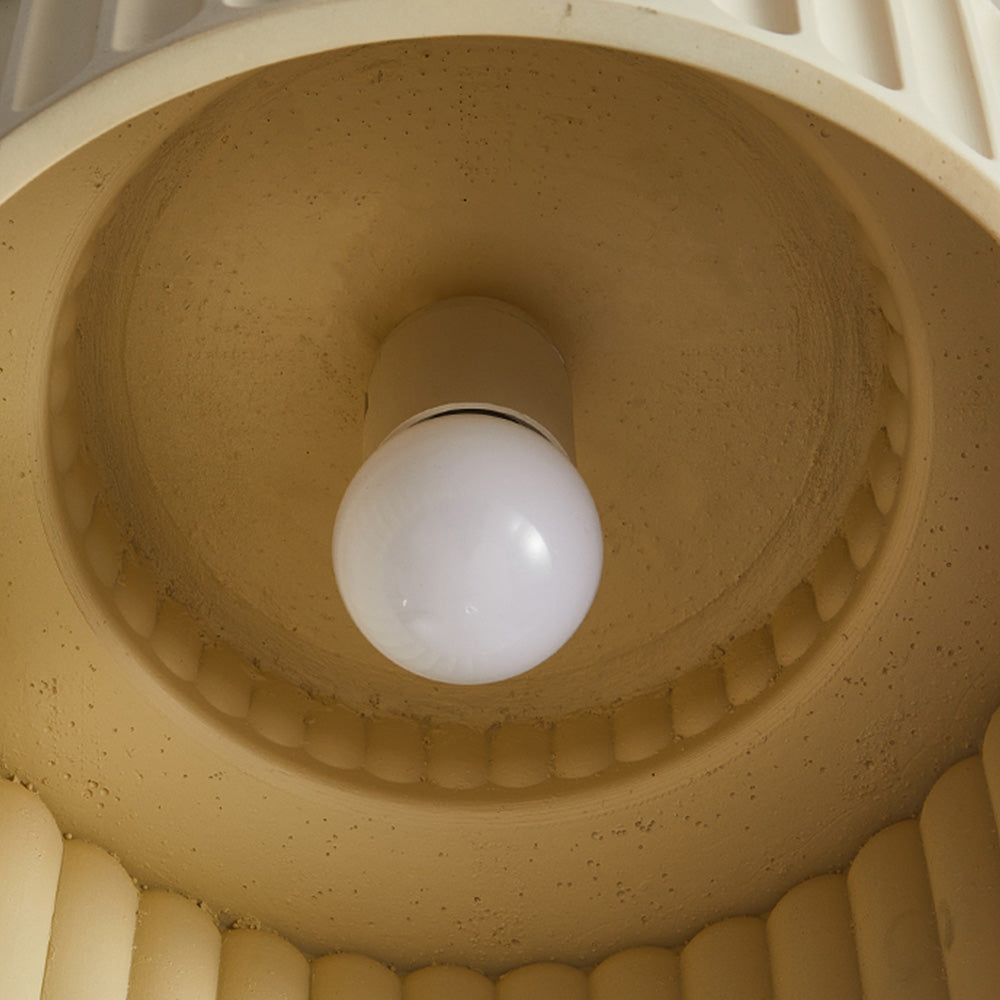 Lampada da soffitto in resina rigata E27 bianca design compatto retrò per soggiorno