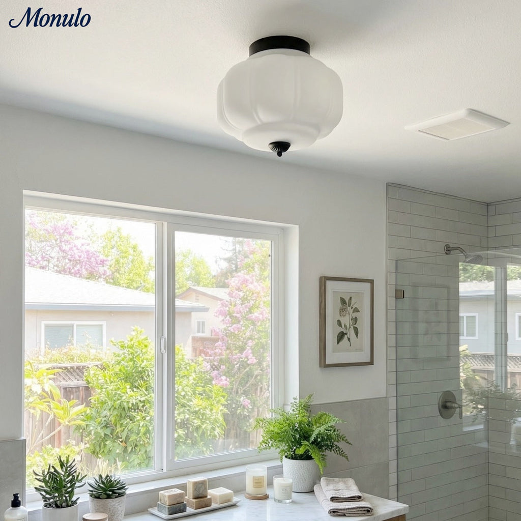Stropní svítidlo Milk Glass s skleněným stínidlem, moderní přisazené, skandinávský styl